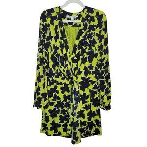 Dian Von Furstenberg Dora Lily Crepe Dress Faux Wrap Floral 100% Silk Size 4